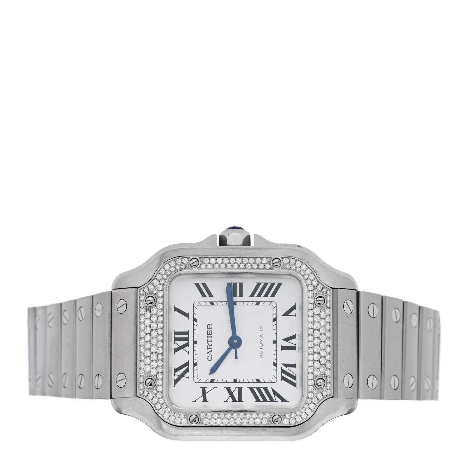 Cartier Stainless Steel Diamond Bezel 35mm Santos de Cartier Automatic Watch 2 of 5