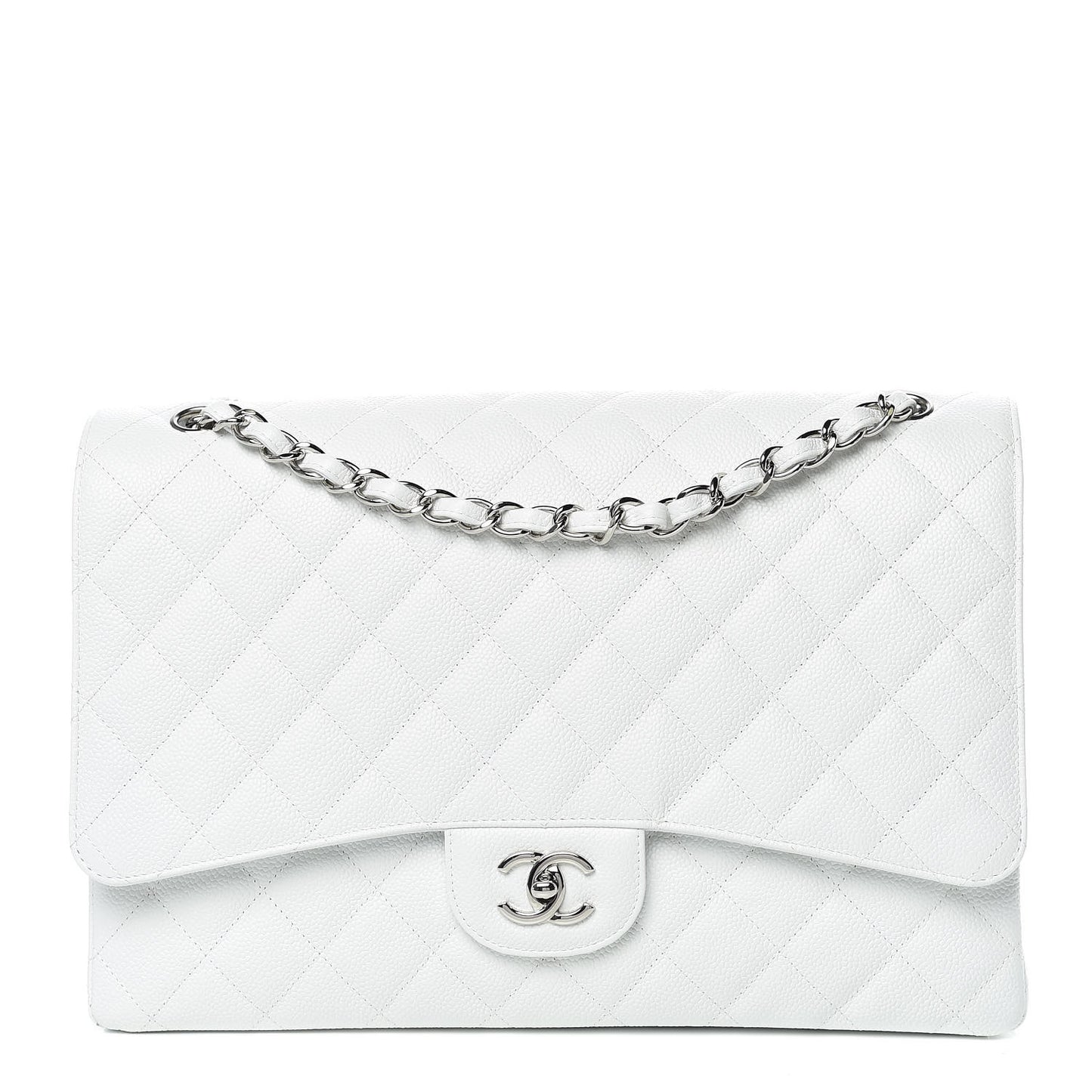 Caviar Quilted Maxi Single Flap White