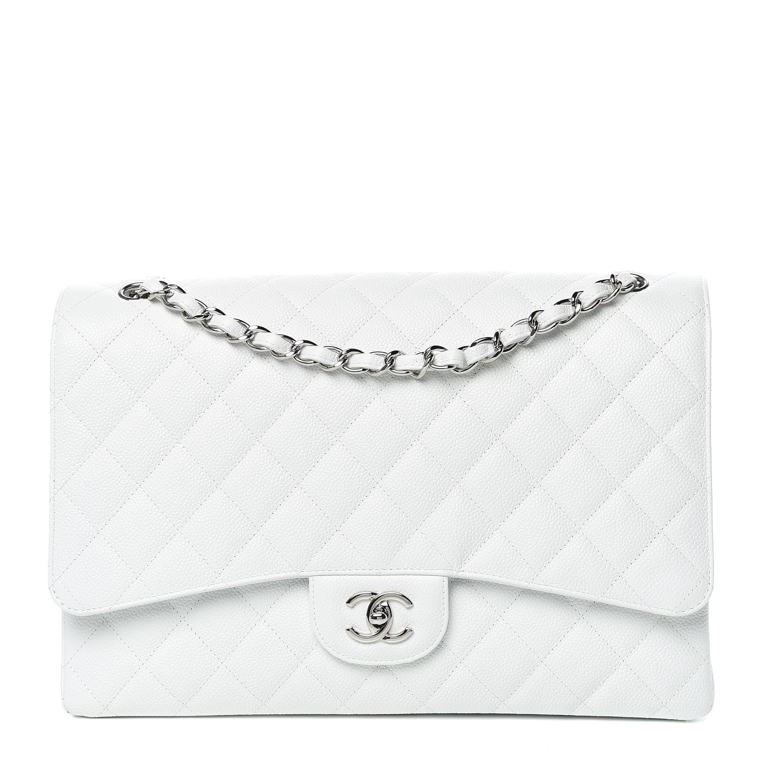 Chanel Caviar Quilted Maxi Single Flap White 1 of 19
