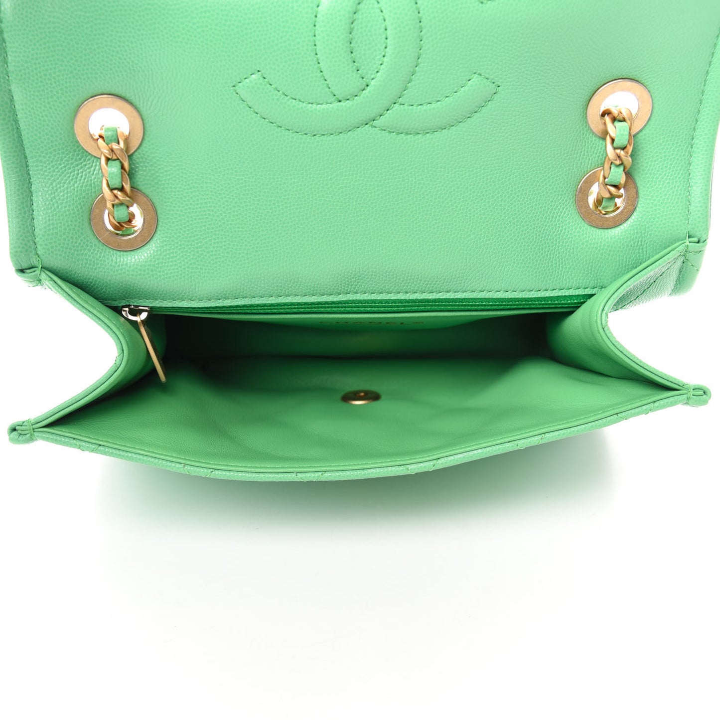 Caviar Quilted Medium Sweet Classic Flap Green