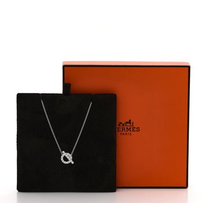 Hermes 18K White Gold Diamond Finesse Pendant Necklace 6 of 6