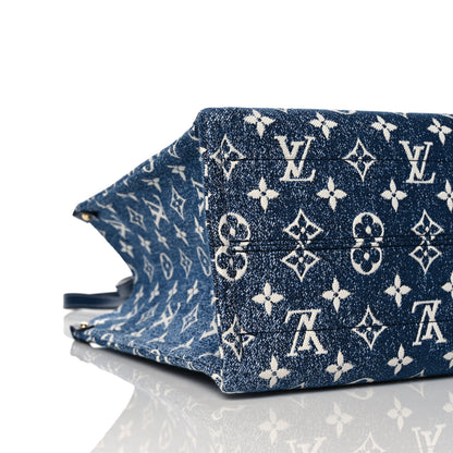 Louis Vuitton Monogram Jacquard Denim Onthego MM Bleu 7 of 8