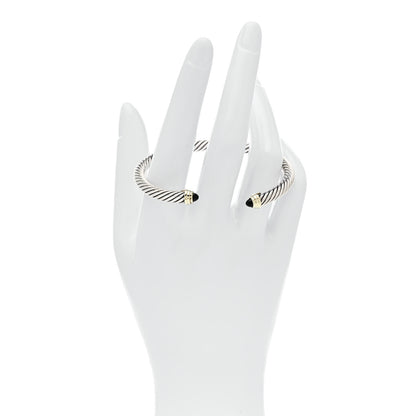 David Yurman Sterling Silver 14K Yellow Gold Black Onyx 5mm Cable Classics Petite Color Bracelet 2 of 4