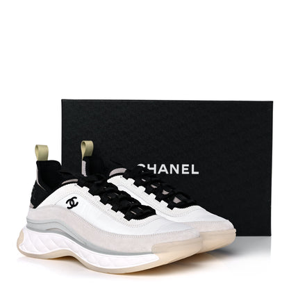 Chanel Fabric Suede Calfskin CC Sneakers 40 White Black 10 of 10