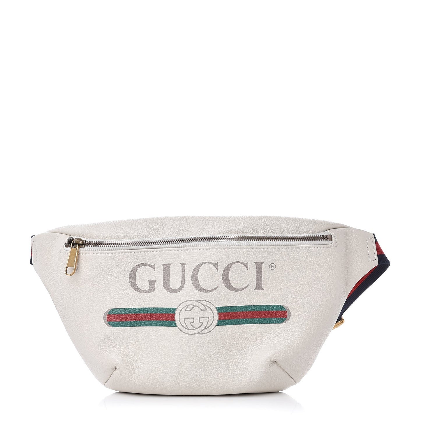 Grained Calfskin Logo Belt Bag White