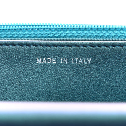 Chanel Iridescent Lambskin Quilted Wallet On Chain WOC Turquoise 7 of 12