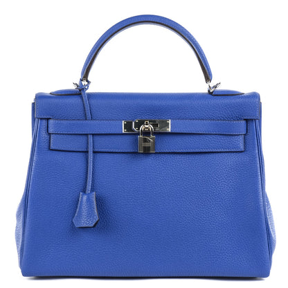 Hermes Taurillon Clemence Kelly Retourne 32 Bleu Electrique 1 of 27