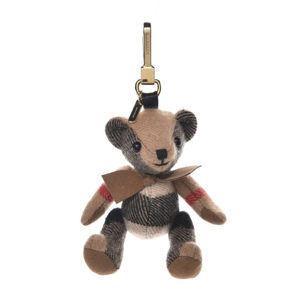 Burberry Cashmere House Check Thomas Bear Bag Charm Camel Gold 1 of 2