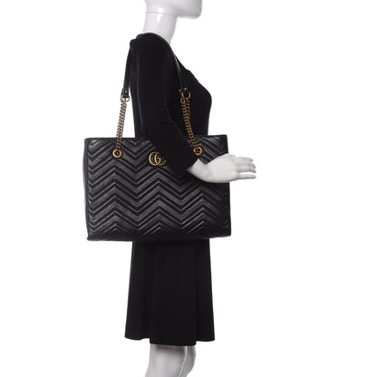 Gucci Vintage Calfskin Matelasse Medium GG Marmont Slim Tote Black 2 of 9