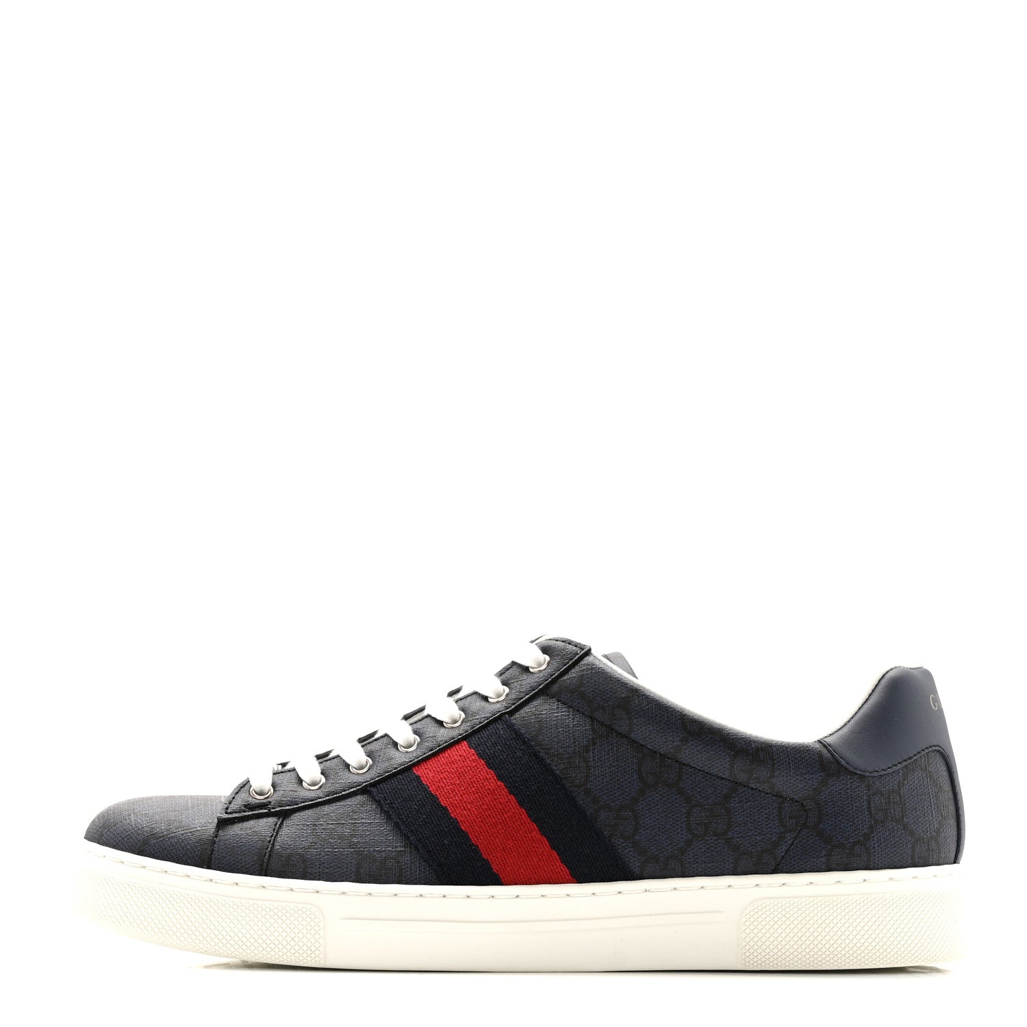 Gucci GG Supreme Monogram Web Mens New Ace Sneakers 8.5 Dark Blue 1 of 10