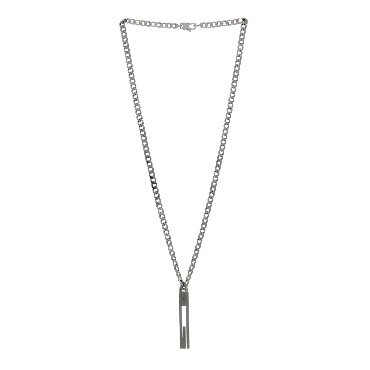 Gucci Darkened Sterling Silver G Bar Pendant Necklace 5 of 7