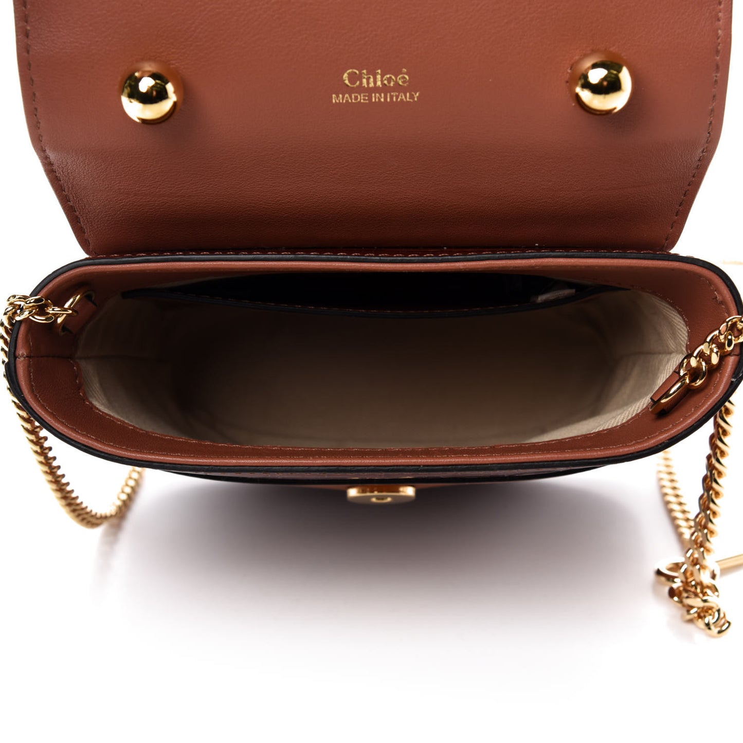 Calfskin Crocodile Embossed Small Aby Lock Chestnut Brown