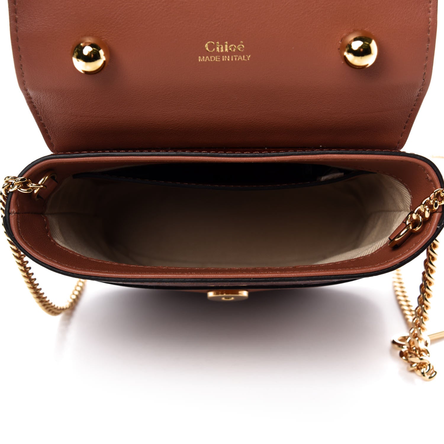 Chloe Calfskin Crocodile Embossed Small Aby Lock Chestnut Brown 5 of 10