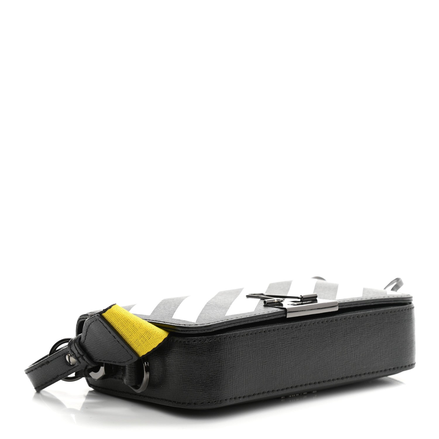 Off-White Saffiano Striped Mini Diag Binder Clip Bag Black White Yellow 4 of 12