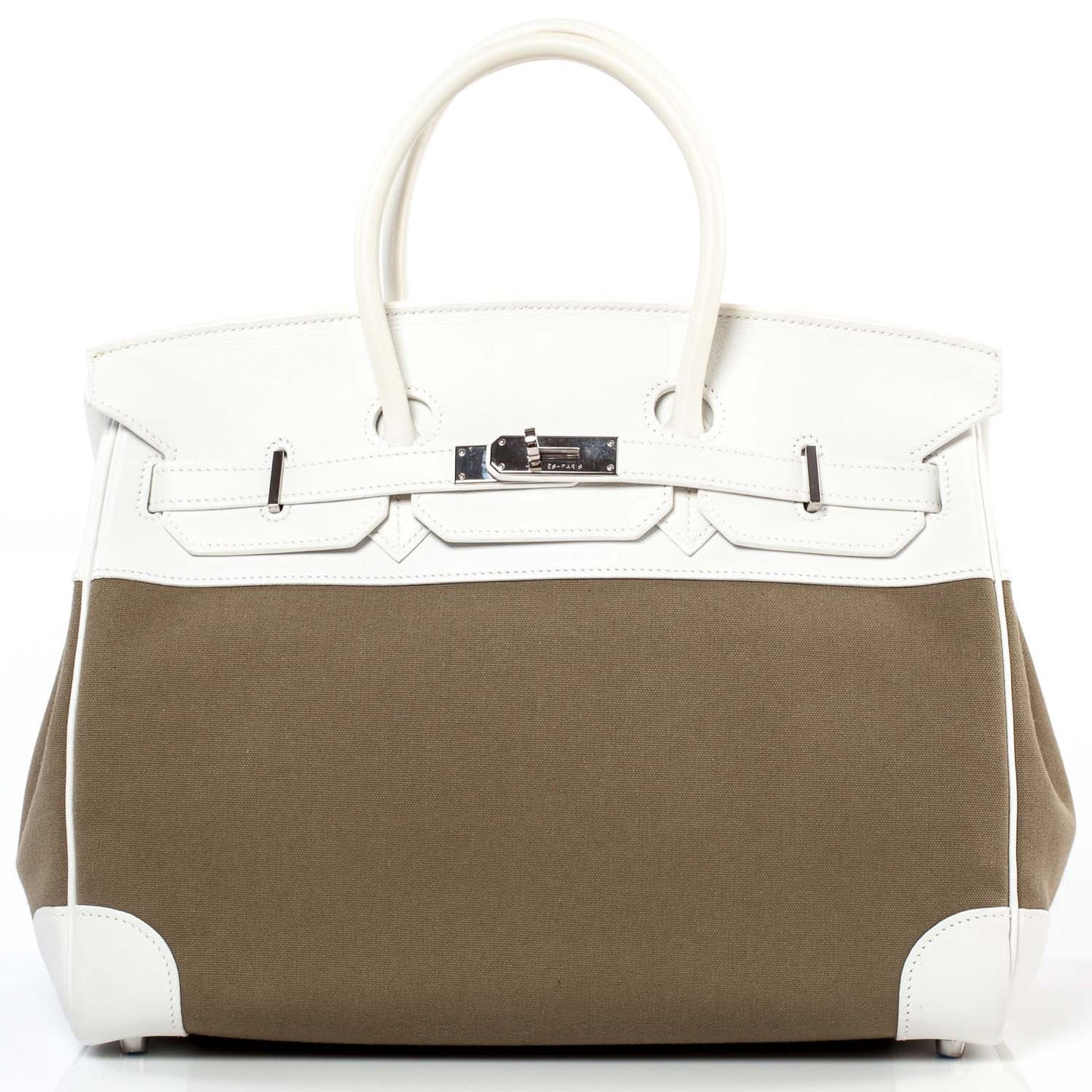 Swift Toile Birkin 35 Blanc Vert Miliatire