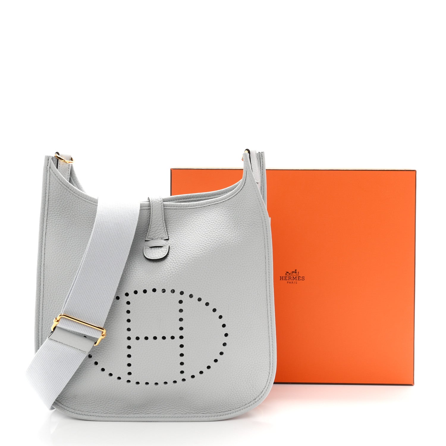 Hermes Taurillon Clemence Evelyne III PM Bleu Pale 11 of 11