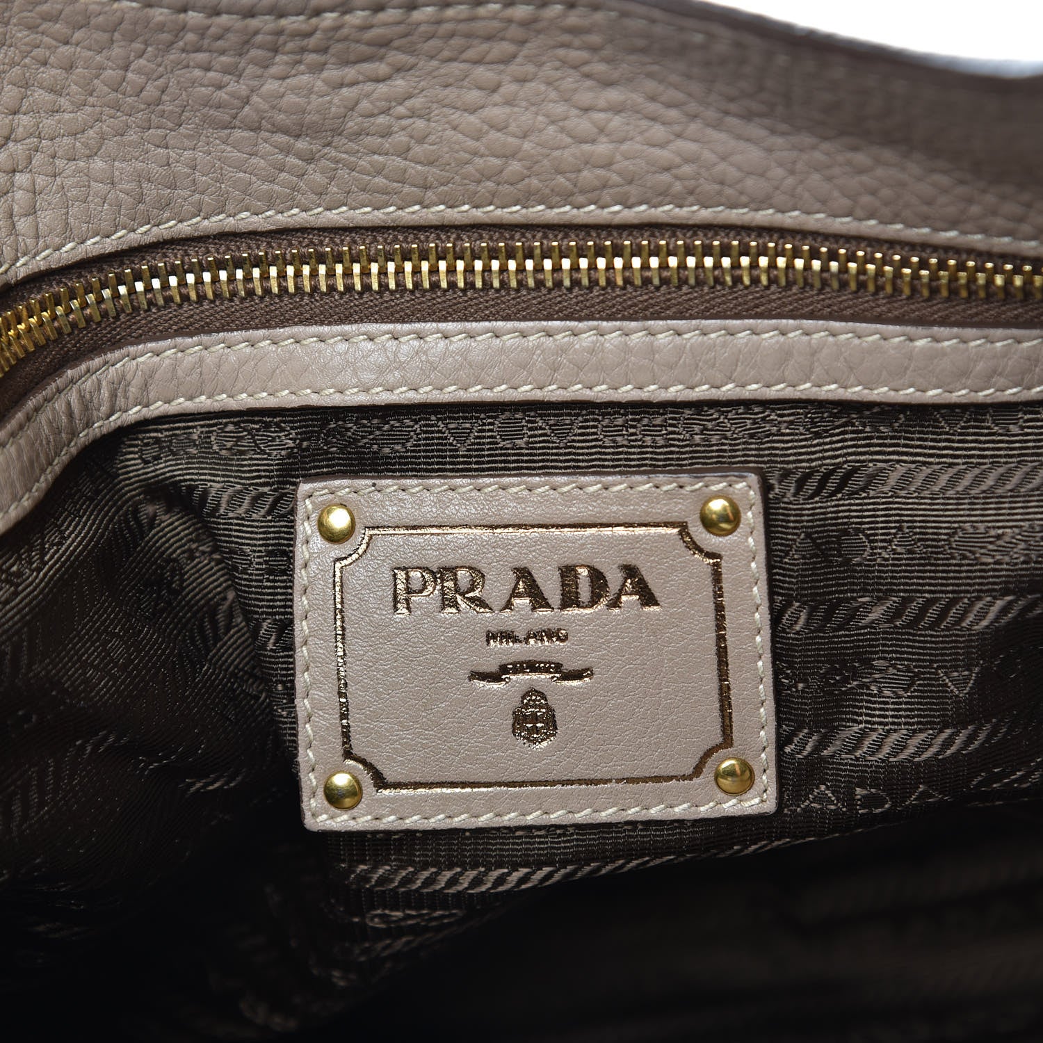 Prada Vitello Daino Pushlock Tote Visone 6 of 13