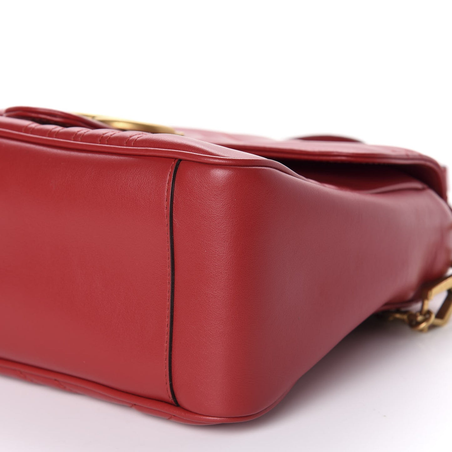 Calfskin Matelasse Small GG Marmont Top Handle Shoulder Bag Hibiscus Red