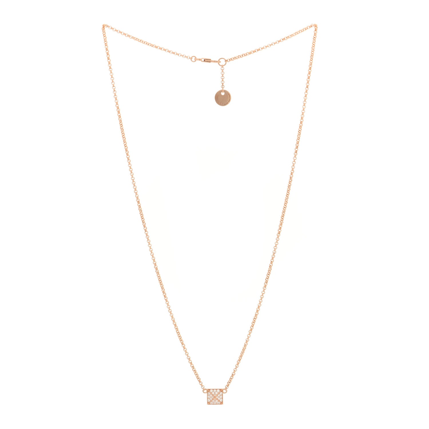 Hermes 18K Rose Gold Diamond Clou d'H Pendant Necklace 3 of 5