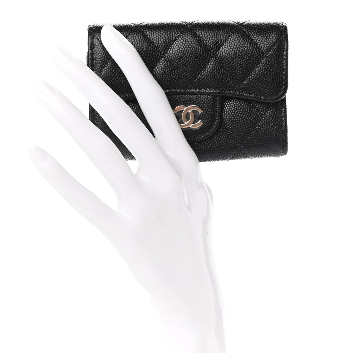 Caviar Quilted Classic 4 Key Holder Wallet Black