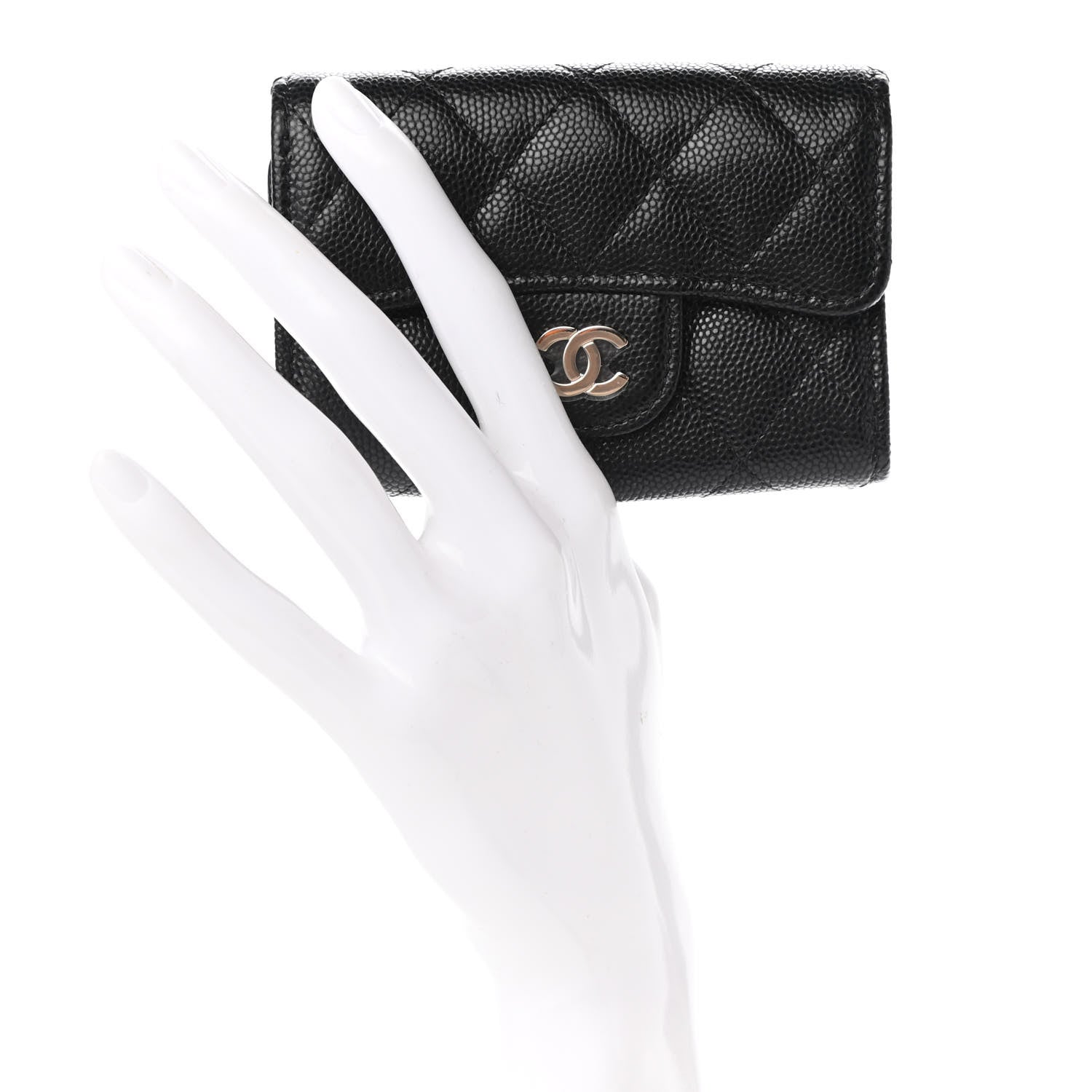 Chanel Caviar Quilted Classic 4 Key Holder Wallet Black 2 of 8