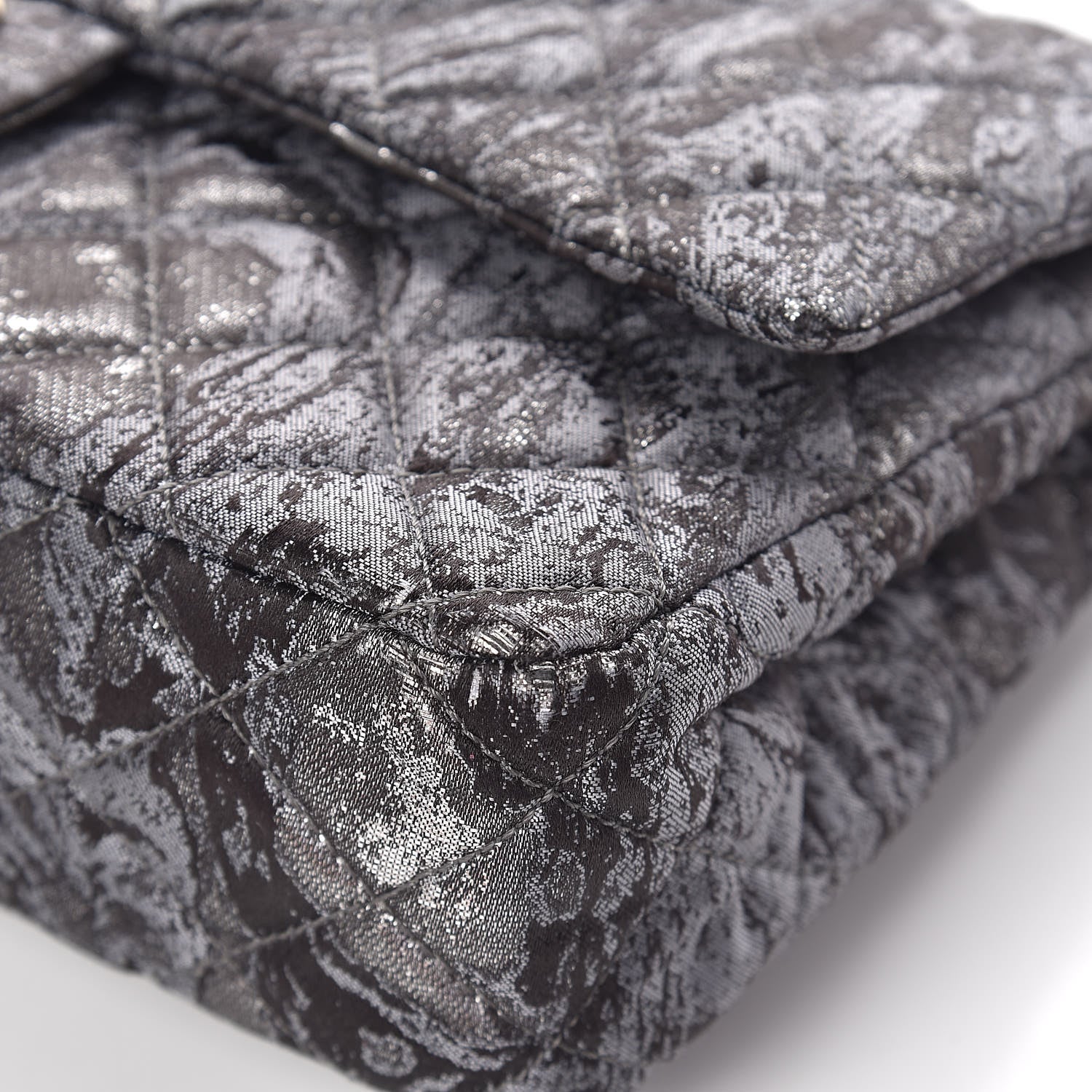 Chanel Metallic Brocade Quilted Medium Double Flap Dark Grey 12 of 15