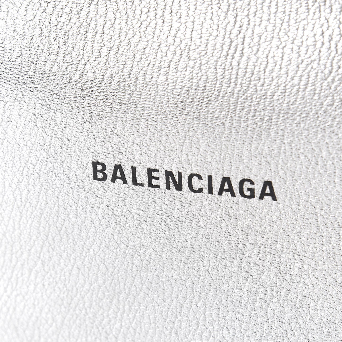 Metallic Goatskin Logo Large Everyday Zip Pouch Argent Black
