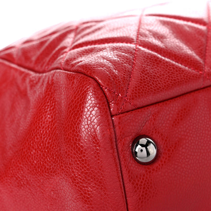 Chanel Soft Caviar Quilted Large Cells Tote Red 8 of 15