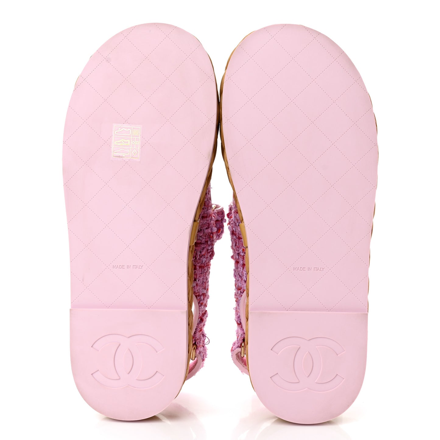 Tweed Lambskin Velcro Dad Sandals 39 Pink Multicolor