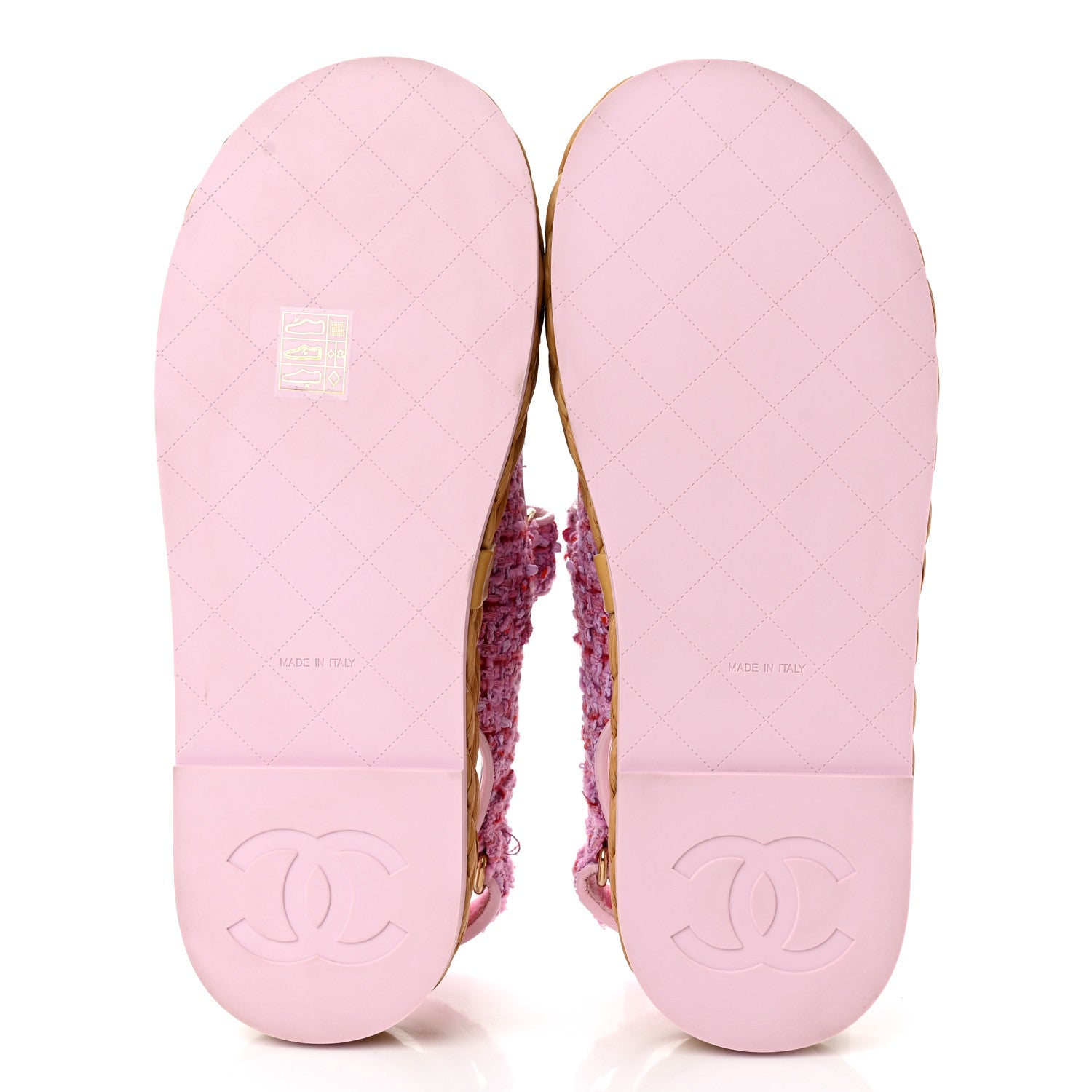 Chanel Tweed Lambskin Velcro Dad Sandals 39 Pink Multicolor 5 of 8