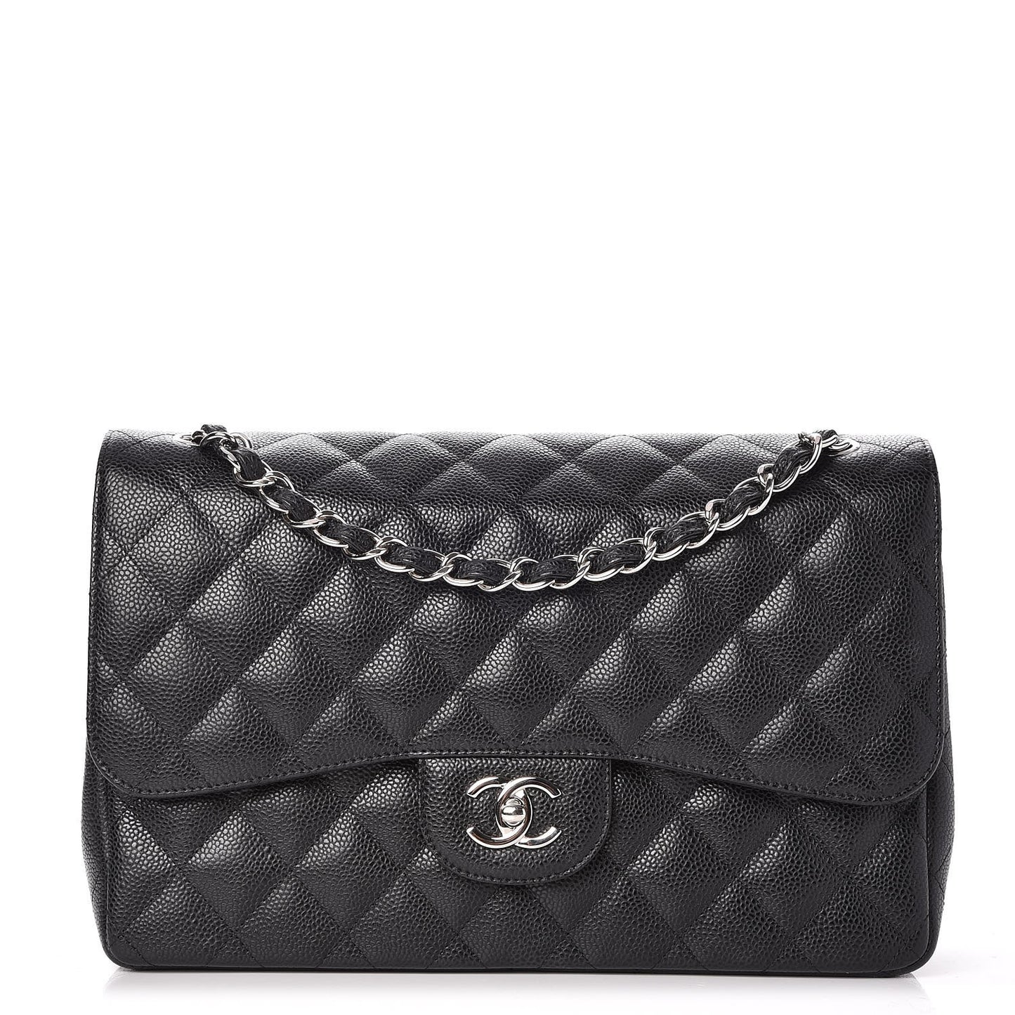 Caviar Quilted Jumbo Double Flap Black