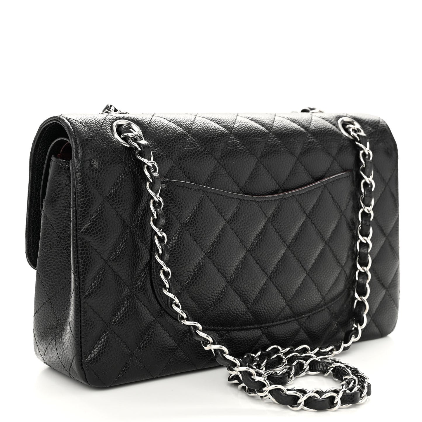 Caviar Quilted Medium Double Flap Black