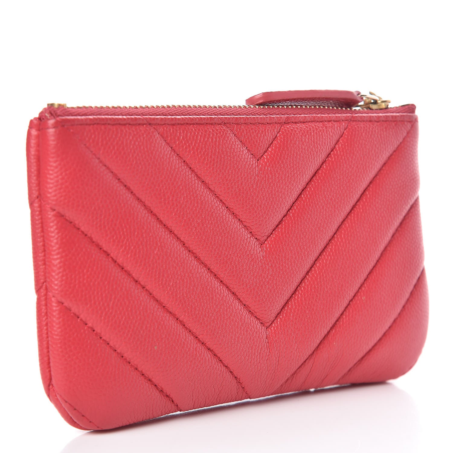 Chanel Caviar Chevron Quilted Small Ancient Greek Charms Cosmetic Case Dark Pink 3 of 8