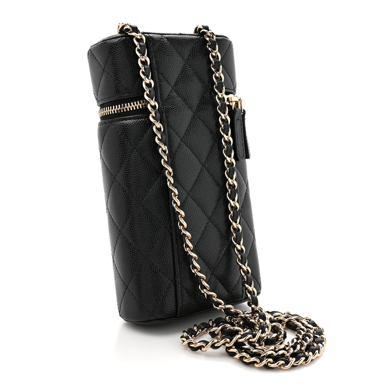 Chanel Caviar Quilted Phone Holder With Chain Black 3 of 11