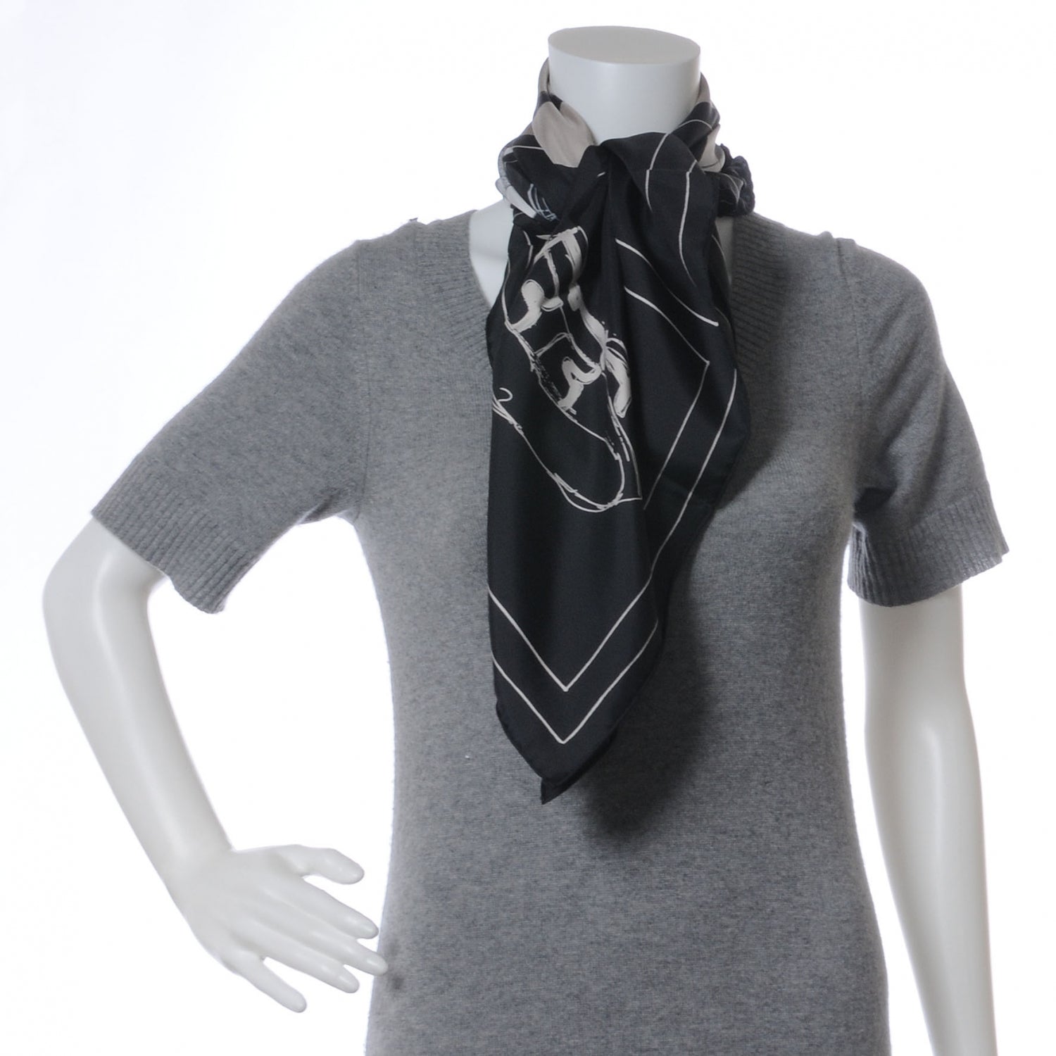 Chanel Silk Jacket Camellia CC Iconic Symbols Scarf 4 of 7
