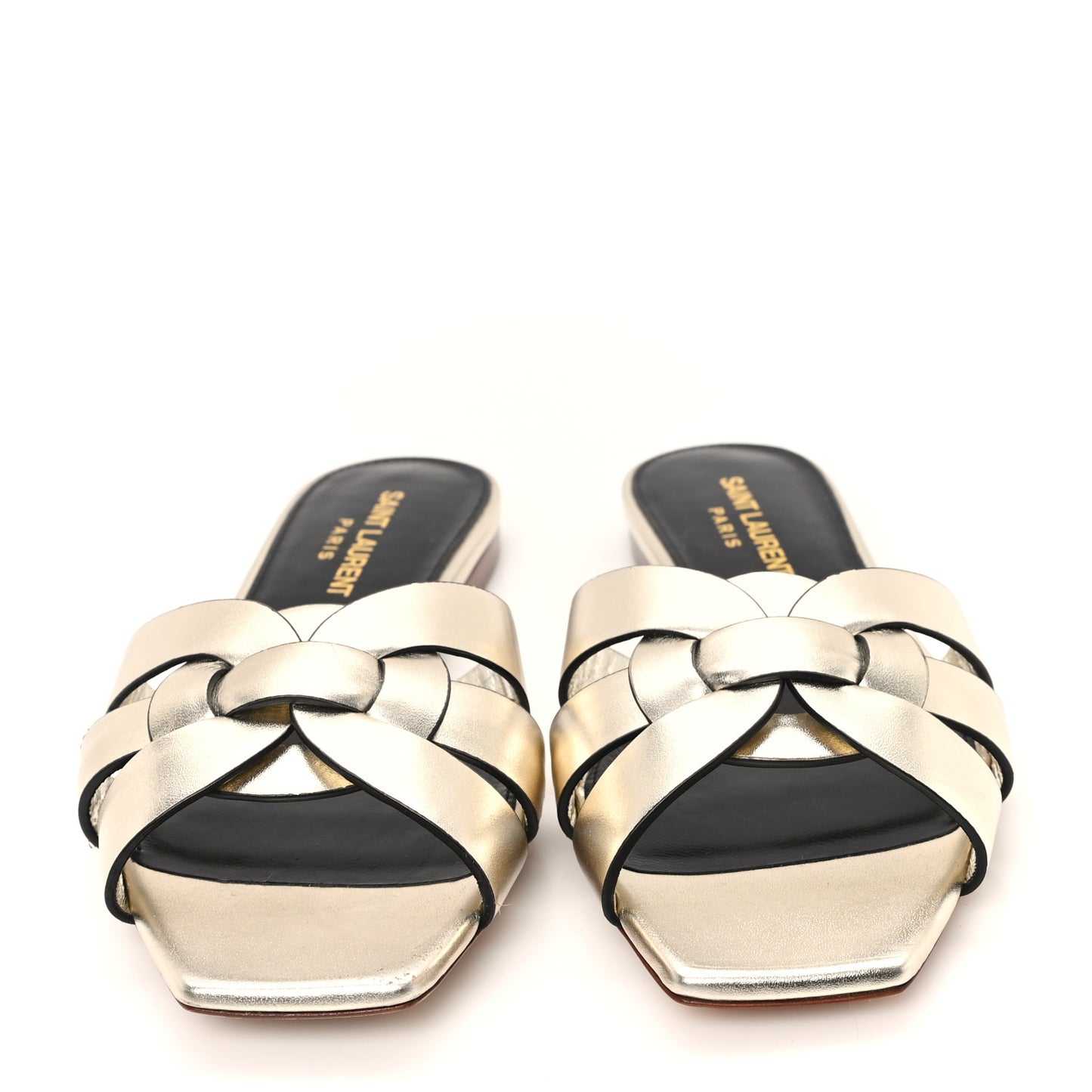 Metallic Calfskin Nu Pied 05 Slide Sandals 35 Platino