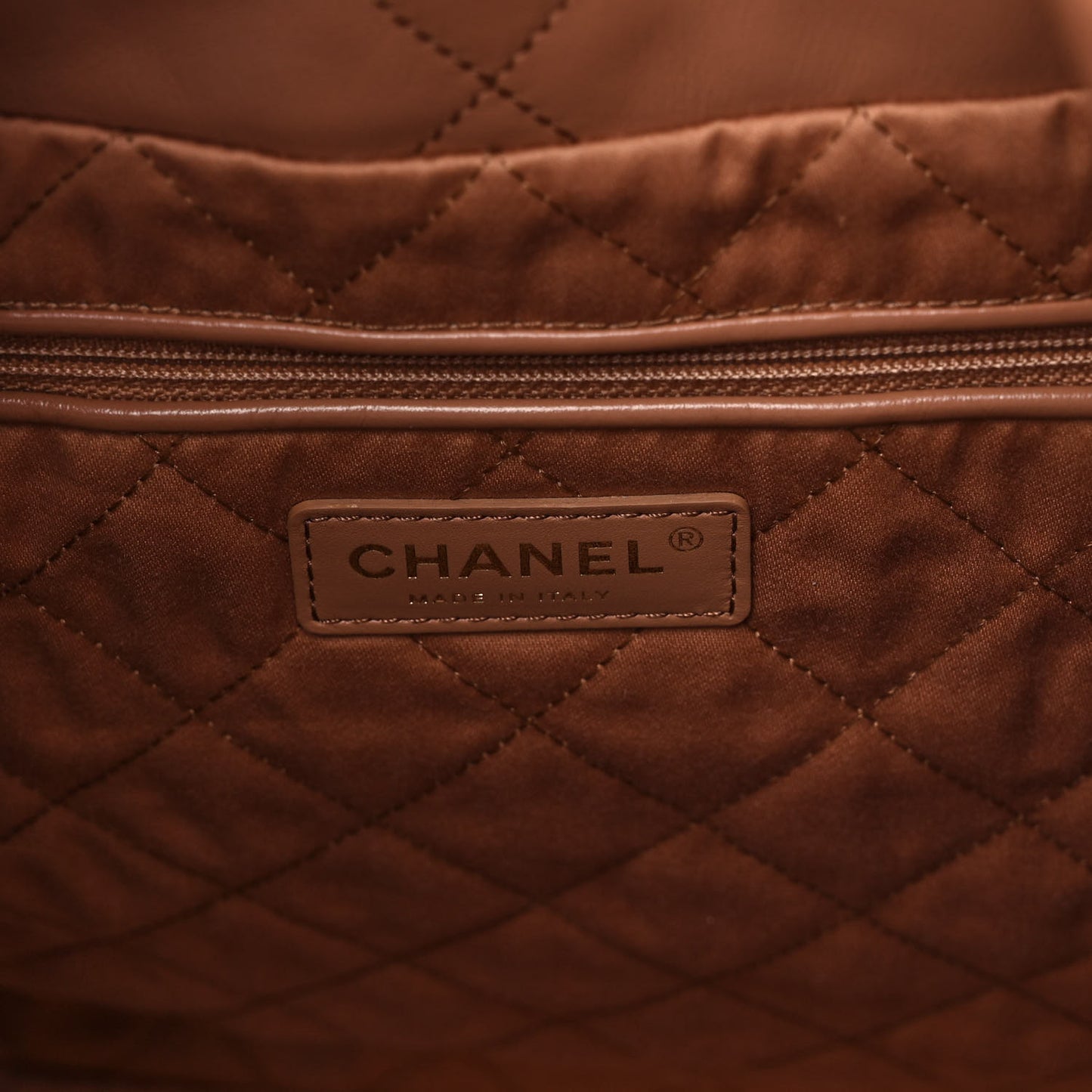 Shiny Calfskin Quilted Chanel 22 Camel