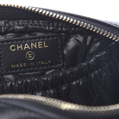 Chanel Lambskin Quilted Small Curvy Pouch Cosmetic Case Black 6 of 8