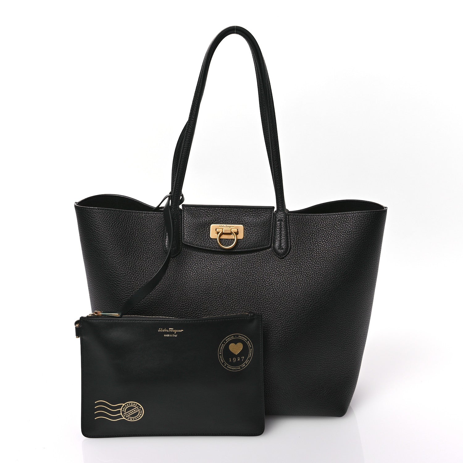 Salvatore Ferragamo Calfskin Travel Tote Black 2 of 12