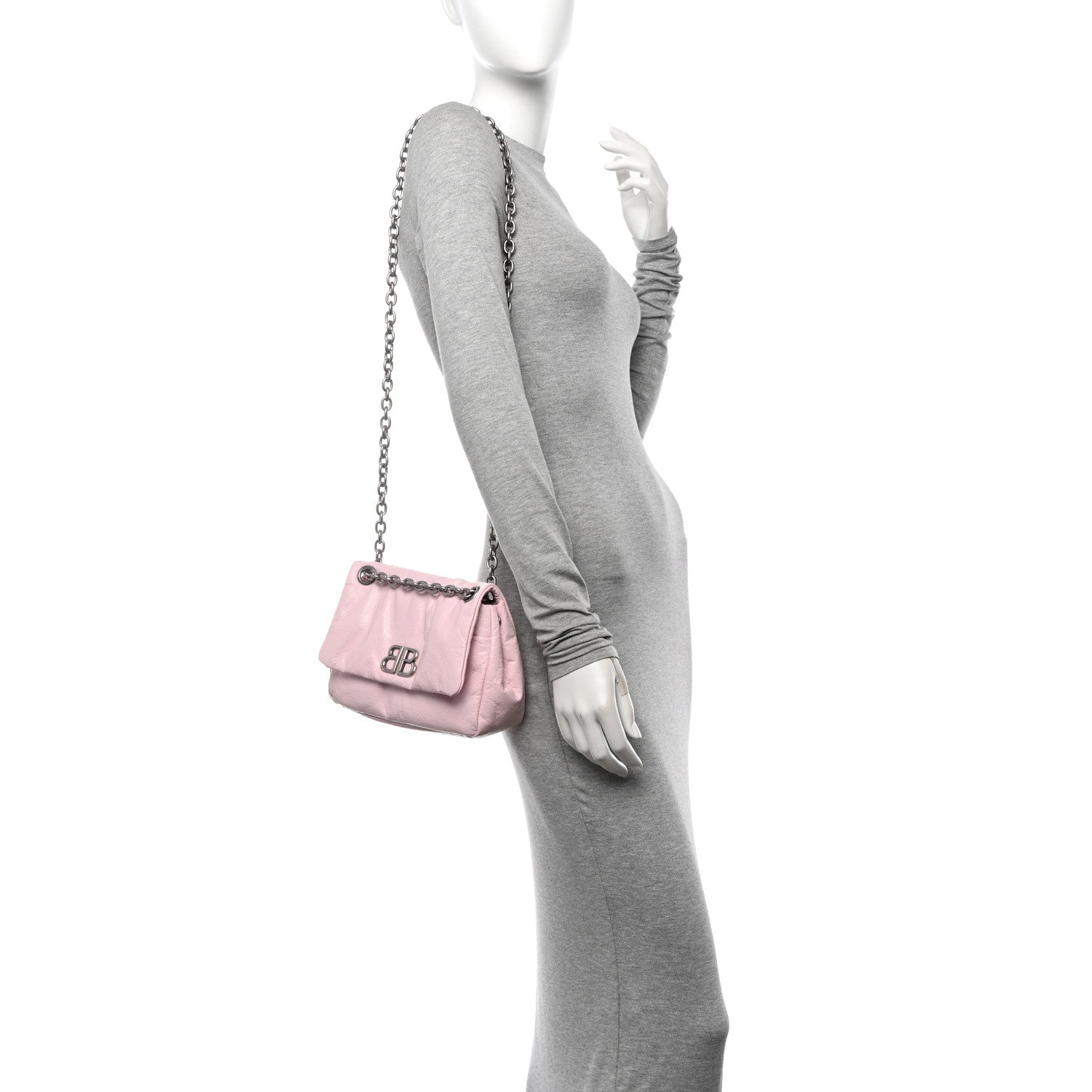 Balenciaga Arena Calfskin Mini Monaco Chain Shoulder Bag Petal Pink 2 of 10