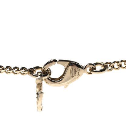 Chanel Baguette Crystal Logo CC Necklace Grey Gold 5 of 6