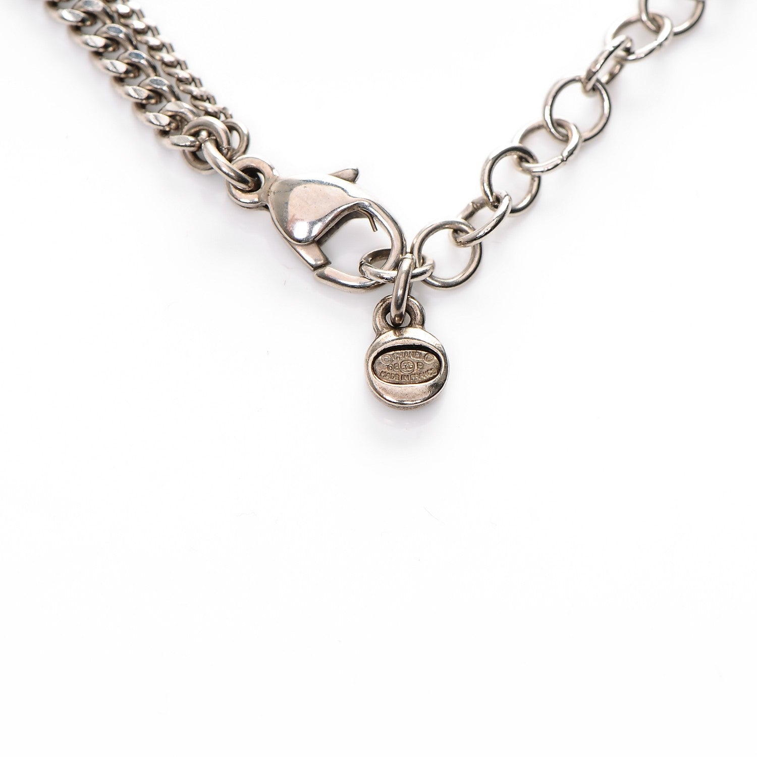 Chanel Baguette Crystal Coco Love CC Long Necklace Silver Purple 6 of 6