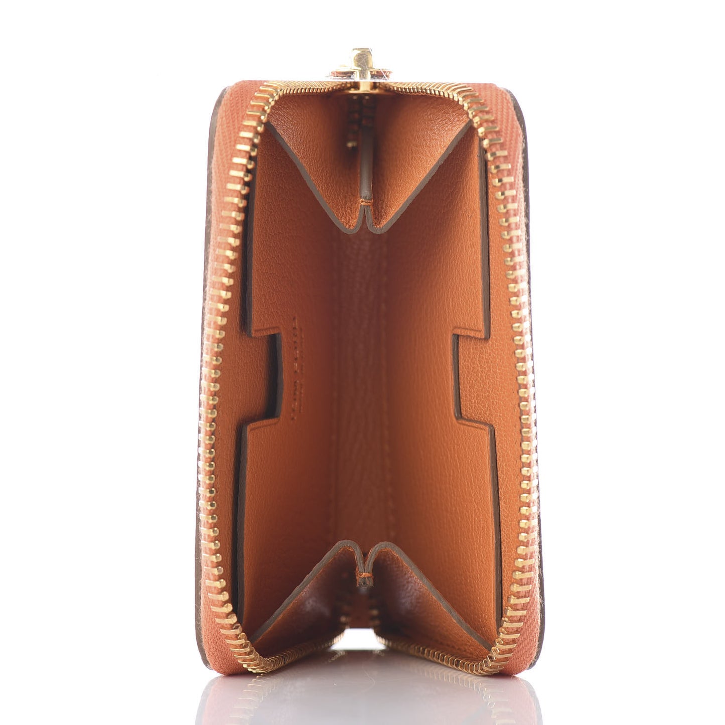 Calfskin Zip Coin Purse Orange