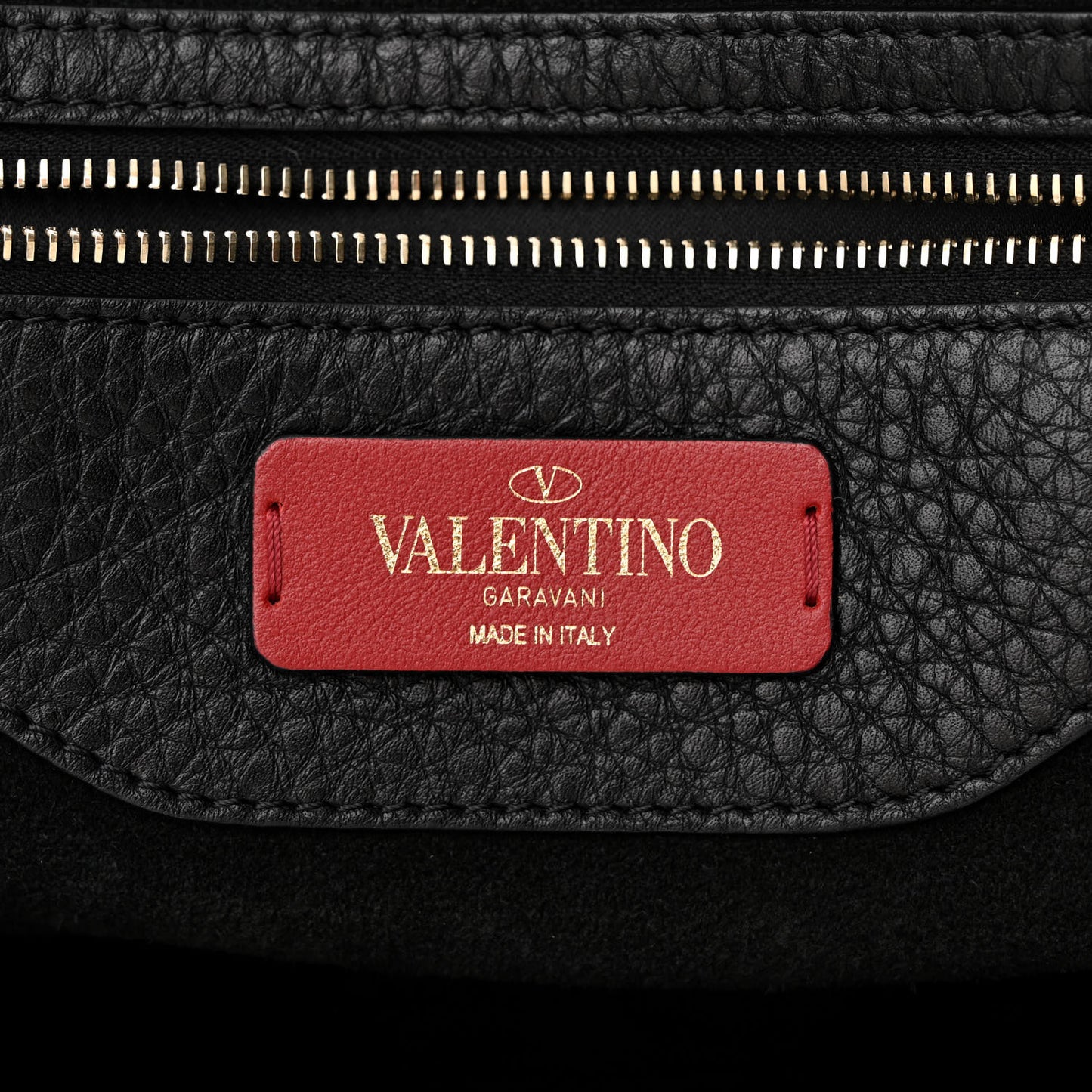 Grained Calfskin Rockstud Shoulder Tote Black