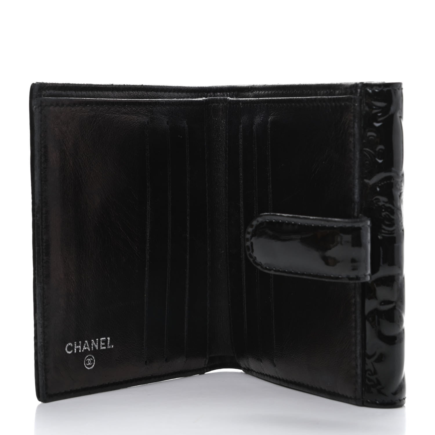 Chanel Patent Calfskin Lucky Symbols Compact French Flap Wallet Black 5 of 9