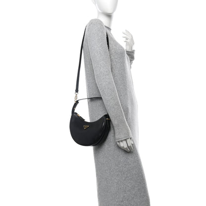 Prada Soft Calfskin Arque Shoulder Bag Black 2 of 10