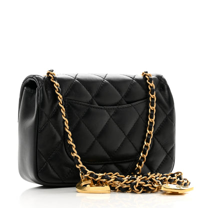 Chanel Lambskin Quilted Mini Heart Charms Flap Black 3 of 10