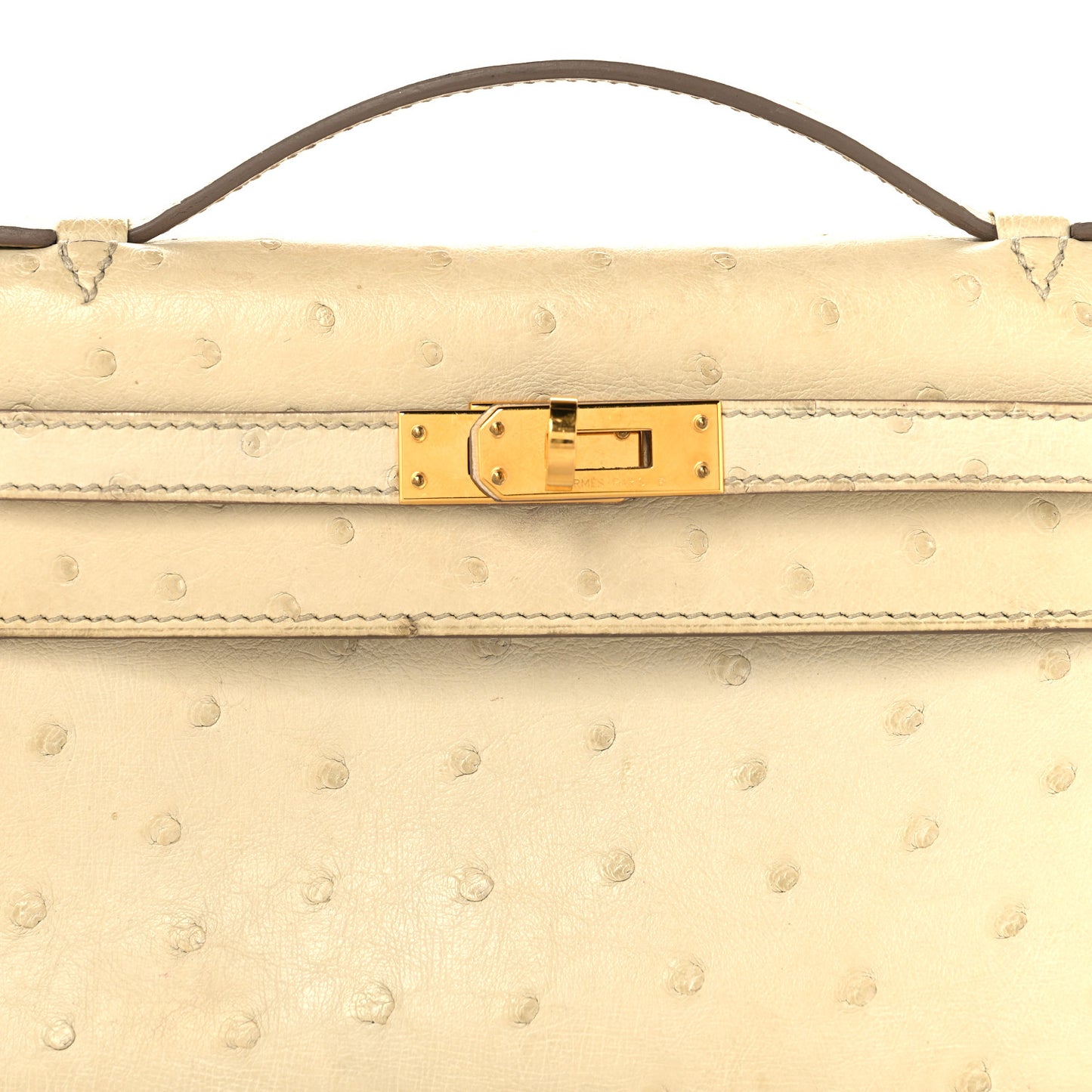 Ostrich Kelly Pochette Clutch Beton