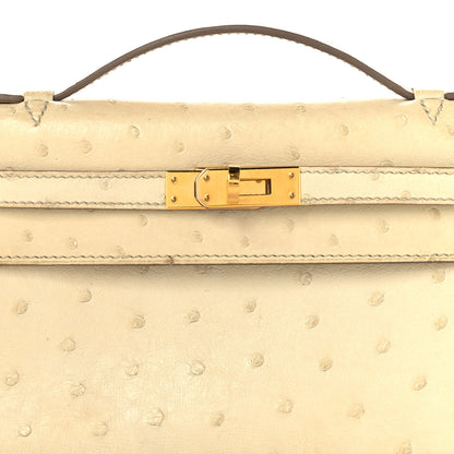Hermes Ostrich Kelly Pochette Clutch Beton 8 of 15