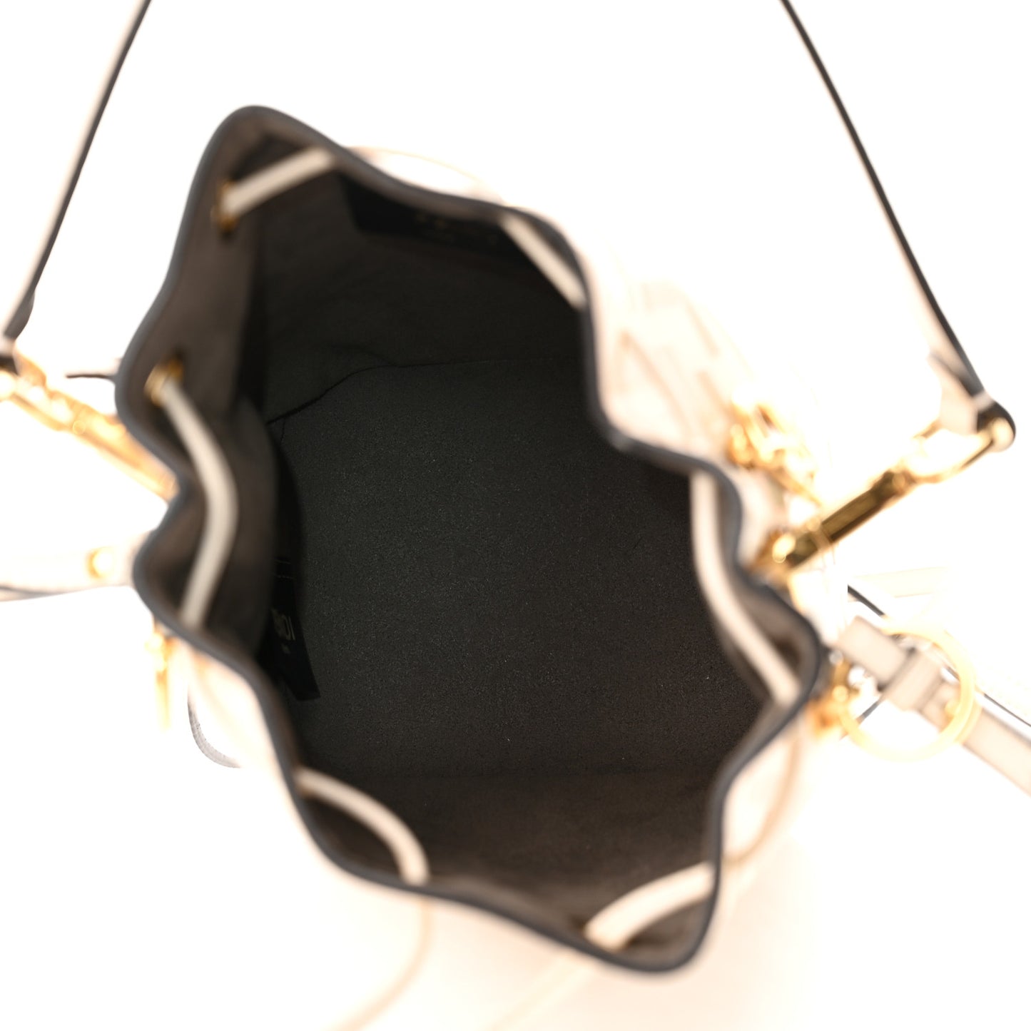 Vitello Liberty F is Fendi Bi-Color FF 1974 Embossed Mini Mon Tresor Bucket Bag Camelia Mandorlo